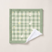 イースターラビットチキングリーンプレイドパターン バスタオルセット (ウォッシュタオル)