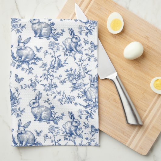 イースターラビットチノワセリーパターン キッチンタオル (四つ折り)