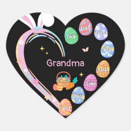 イースターラビットハートイースターエッグおばあちゃん家族の名前 ハートシール