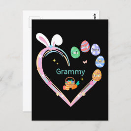 イースターラビットハートイースターエッグおばあちゃん家族の名前 ポストカード