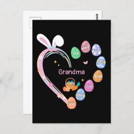 イースターラビットハートイースターエッグおばあちゃん家族の名前 ポストカード