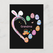 イースターラビットハートイースターエッグおばあちゃん家族の名前 ポストカード (正面)