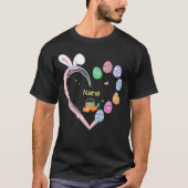 イースターラビットハートイースターエッグおばあちゃん家族の名前 Tシャツ (正面)
