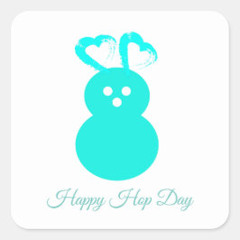 イースターラビットハートステッカーHappy Hop Day スクエアシール