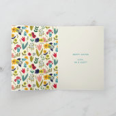 イースターラビットバニーグレーフローラスケッチ カード (内部)