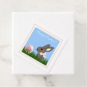 イースターラビットピンクチューリップ卵スクエアギフトカード フェイバータグ (インサイチュ)