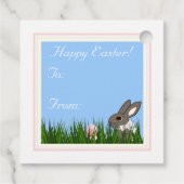 イースターラビットピンクチューリップ卵スクエアギフトカード フェイバータグ (裏面)