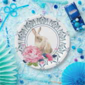 イースターラビットピンクフローラ ペーパープレート (パーティー)