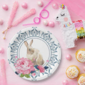 イースターラビットピンクフローラ ペーパープレート (パーティー)