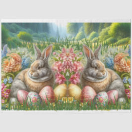 イースターラビットフラワーズホリデーエッグティッシュペーパー 薄葉紙