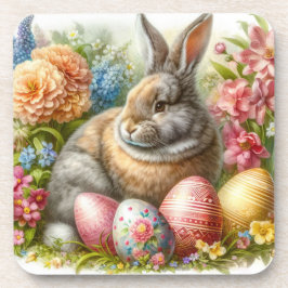 イースターラビットフローラセット6懸命プラスチックのコースター コースター