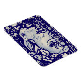 イースターラビット芸術的バニーブルーホワイトフローラ マグネット (右側)