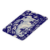 イースターラビット芸術的バニーブルーホワイトフローラ マグネット (左側)