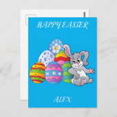イースターラビット&エッグスパーソナライズされたガキ。 ポストカード (正面/裏面)