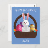 イースターラビット、バスケットパーソナライズされたポストカード。 ポストカード (正面/裏面)