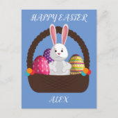 イースターラビット、バスケットパーソナライズされたポストカード。 ポストカード (正面)