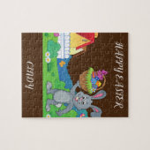 イースターラビット、バスケット&ハウスパズルパーソナライズされた。 ジグソーパズル (横)