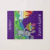 イースターラビット、バスケット&ハウスパズルパーソナライズされた。 ジグソーパズル (横)