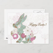 イースターラビット(フローラオーバーレイ) シーズンポストカード (正面/裏面)