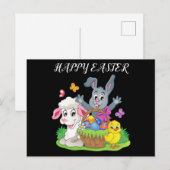 イースターラビット、子羊&シック葉書。 ポストカード (正面/裏面)