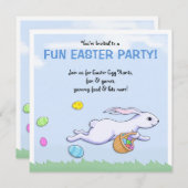 イースターラビッ走トイースターパーティの招待状 招待状 (正面/裏面)