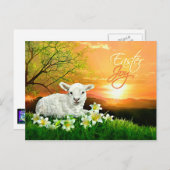イースターラムとイースターリリーと日の出 シーズンポストカード (正面/裏面)