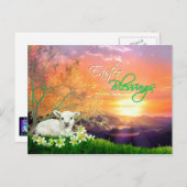 イースターラムとイースターリリーと日の出 シーズンポストカード (正面/裏面)