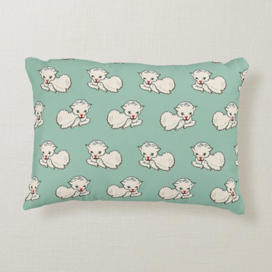 イースターラム、ベビー農場動物、ヴィンテージ宗教 アクセントクッション (裏面)