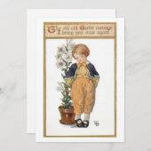 イースターリリーの可愛いヴィンテージ少年 シーズンカード (正面/裏面)