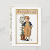 イースターリリーの可愛いヴィンテージ少年 ポストカード (正面/裏面)