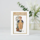 イースターリリーの可愛いヴィンテージ少年 ポストカード (スタンド正面)