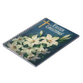 イースターリリーの花、ヴィンテージ宗教的イースター ノートブック (左側)