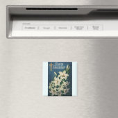 イースターリリーの花、ヴィンテージ宗教的イースター マグネット (インサイチュ (食洗機))