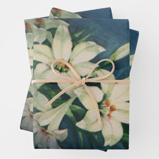 イースターリリーの花、ヴィンテージ宗教的イースター ラッピングペーパーシート (インサイチュ)