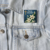 イースターリリーの花、ヴィンテージ宗教的イースター 缶バッジ (インサイチュ)