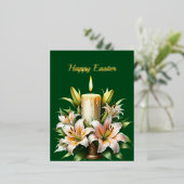 イースターリリーキャンドルイラストレーション 箔シーズンポストカード (立ち正面)