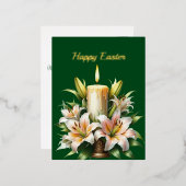 イースターリリーキャンドルイラストレーション 箔シーズンポストカード (正面/裏面)