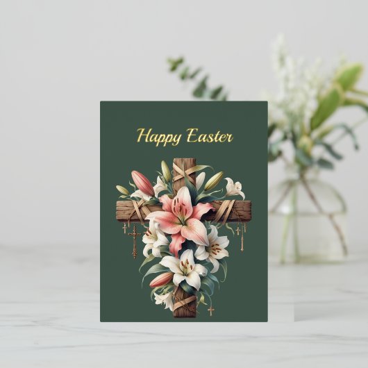 イースターリリークロスイラストレーション 箔シーズンポストカード (立ち正面)