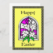 イースターリリーハッピーイースターグリーティングカード シーズンカード (正面/裏面)