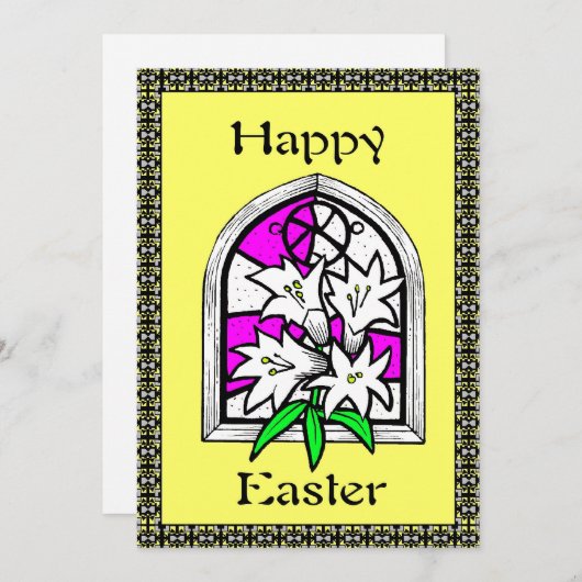 イースターリリーハッピーイースターグリーティングカード シーズンカード (正面/裏面)