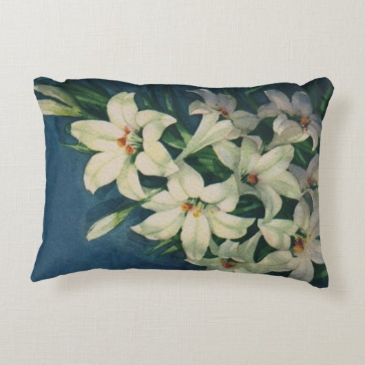イースターリリー花、ヴィンテージイースターリリー アクセントクッション (裏面)