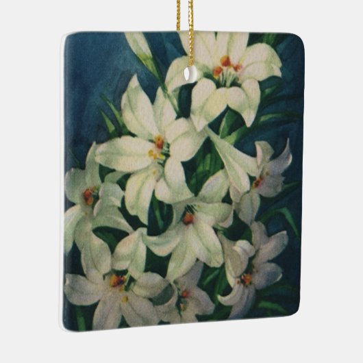 イースターリリー花、ヴィンテージイースターリリー セラミックオーナメント (右)
