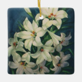 イースターリリー花、ヴィンテージイースターリリー セラミックオーナメント (正面)
