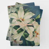 イースターリリー花、ヴィンテージイースターリリー ラッピングペーパーシート (インサイチュ)