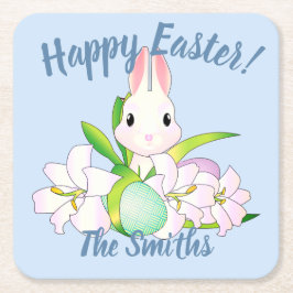 イースターリリー&スイートバンニー スクエアペーパーコースター