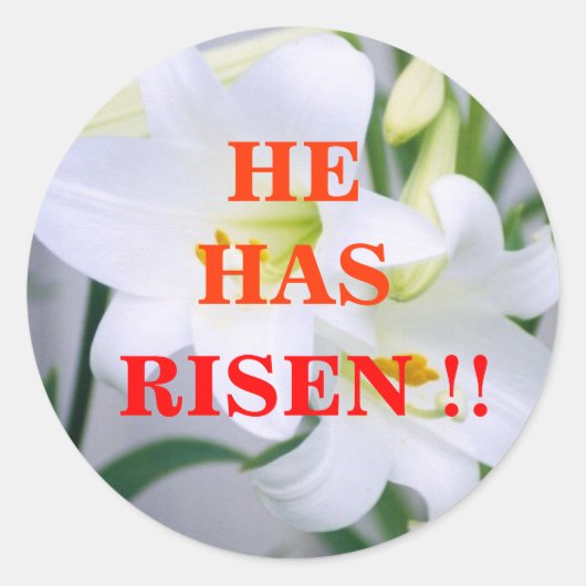 イースターリリー、ステッカー ラウンドシール (正面)