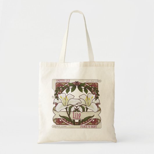 イースターリリー：ヴィンテージスタイルデザイン平和の希望 トートバッグ (正面)