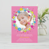 イースターリースフォト誕生日パーティーの招待 招待状 (スタンド正面)