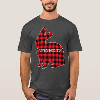 イースターレッドプレイドバニーグラフィック建築労働者 Tシャツ