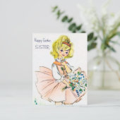 イースターレトロのヴィンテージの姉妹の郵便はがき シーズンポストカード (スタンド正面)